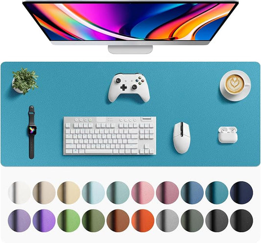 Aothia Faux Leather Desk Mat - Large Mouse Pad, Non-Slip PU Leather Blotter, Waterproof Writing Surface for Office and Home (Turquoise, 42" x 17") by AothiaSimpleNaturalUnique