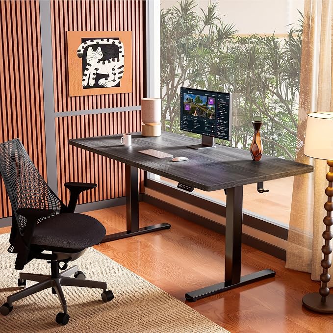 ErGear Height Adjustable Electric Standing Desk, 44 x 24 Inches Sit Stand up Desk, Memory Computer Home Office Desk, Grey - Image 2