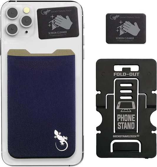 Phone Wallet - Adhesive Card Holder - Cell Phone Pouch - Stick on Lycra Pocket by Gecko - Carry Credit Cards and Cash by GeckoTravelTech