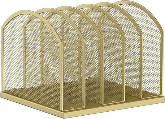 Gawerk 5-Section Vertical Desktop Organizer, 5-Section Mesh File Folder Stand Sorter for Office Home Classroom Organization by Gawerk