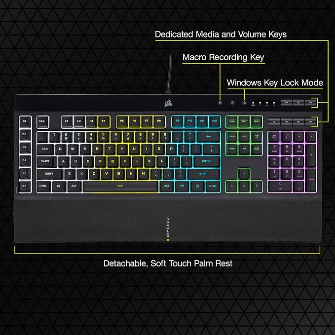 Corsair K55 RGB PRO Membrane Wired Gaming Keyboard – IP42 Dust and Spill-Resistant – 6 Macro Keys with Elgato Integration – iCUE Compatible – QWERTY NA – PC, Mac, Xbox – Black - Image 7