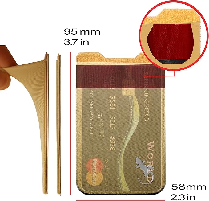 Phone Wallet - Adhesive Card Holder - Cell Phone Pouch - Stick on Lycra Pocket by Gecko - Carry Credit Cards and Cash - Image 2