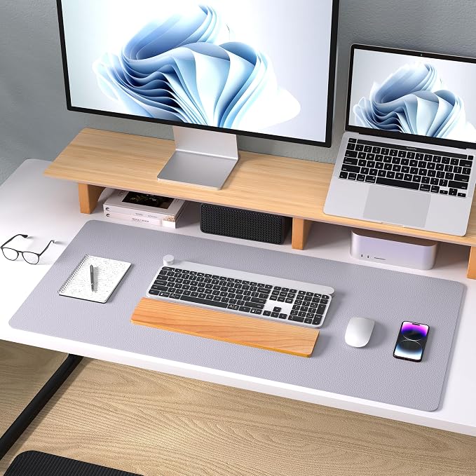 Aothia Large PU Leather Desk Pad Protector - Non-Slip Mouse Pad & Writing Mat for Office/Home, Waterproof, Easy to Clean (36" x 17", Smoky Lavender) - Image 8