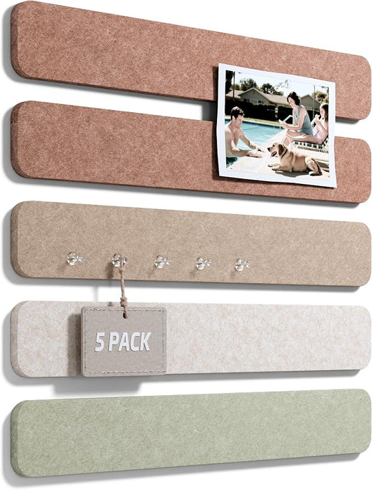 Fluxynara 13" x 2" Felt Wall Panels, Boho | 5-Pack Cork Board Alternative with 35 Push Pins, Adhesive Mounting for Bedroom Door or Home Office by FLUXYNARA