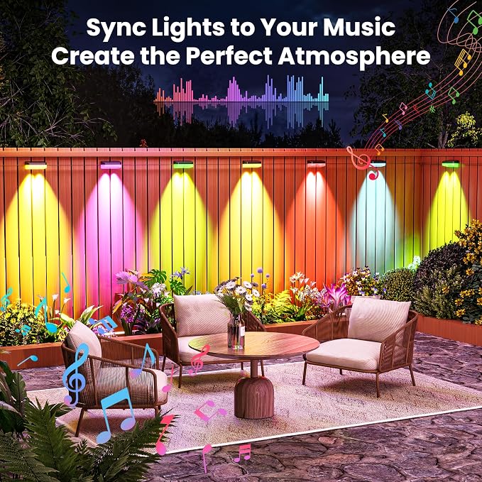 Outdoor Fence Lights, 8 Packs Smart Outdoor Deck Lights RGBCW+IC, with App/Remote Control, Color Changing Lights for Fence, IP67 Waterproof for Backyard Railing Decor (50FT) - Image 4