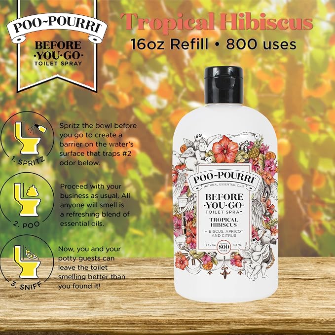 Poo-Pourri Before-You-Go Toilet Spray 16-Ounce Refill Bottle, Tropical Hibiscus - Image 4