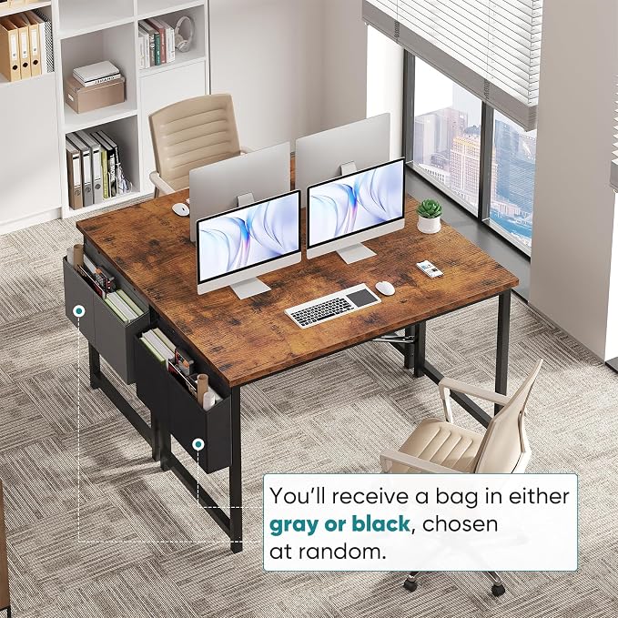 OLIXIS Computer Desk, 47 Inch Gaming Desks for Home Office Small Spaces | Writing Study Craft Work Table, Computer Workstation for Bedroom with Storage Bag, Rustic Brown - Image 4