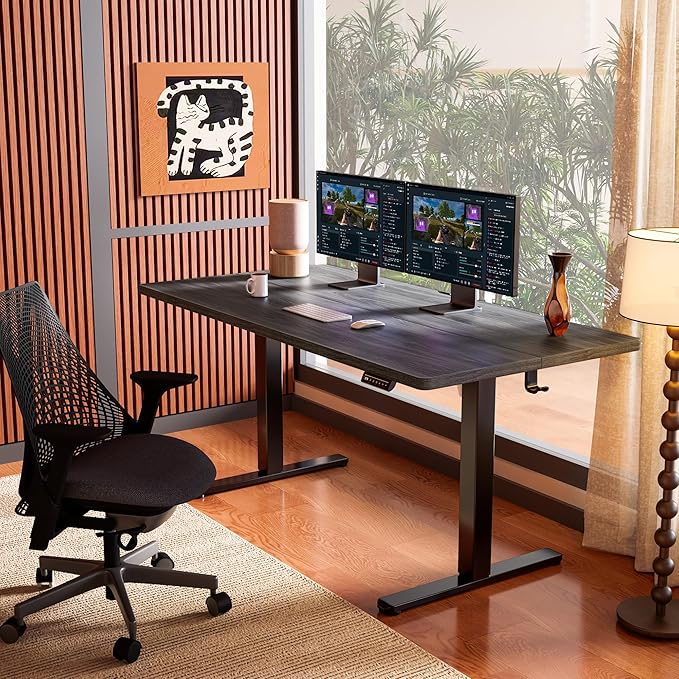 ErGear Height Adjustable Electric Standing Desk, 71 x 30 Inches Sit Stand up Desk, Memory Computer Home Office Desk, Grey - Image 2