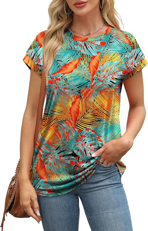 Alaroo Womens Summer Tops Short Sleeve Shirts Crew Neck Tshirt Cute Trendy Tunic Blouses (S-3XL) - Image 2