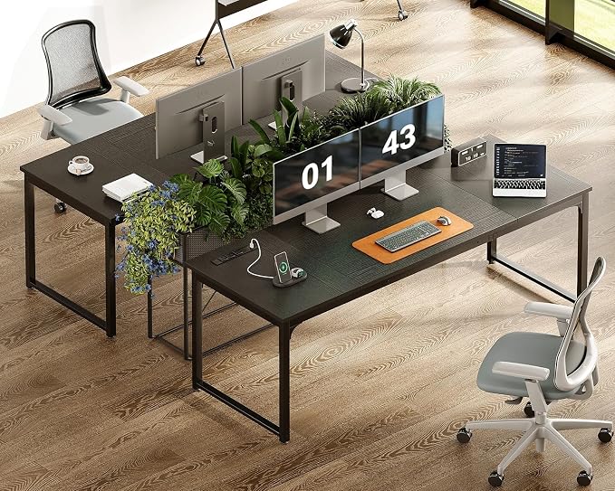 Coleshome 71 Inch Computer Desk with USB Ports, Large Office Desk, Long Study Student Writing Desk, Black | Extra-long workspace • Fits dual monitors • Stable steel frame • Spacious legroom • Home office & gaming - Image 4