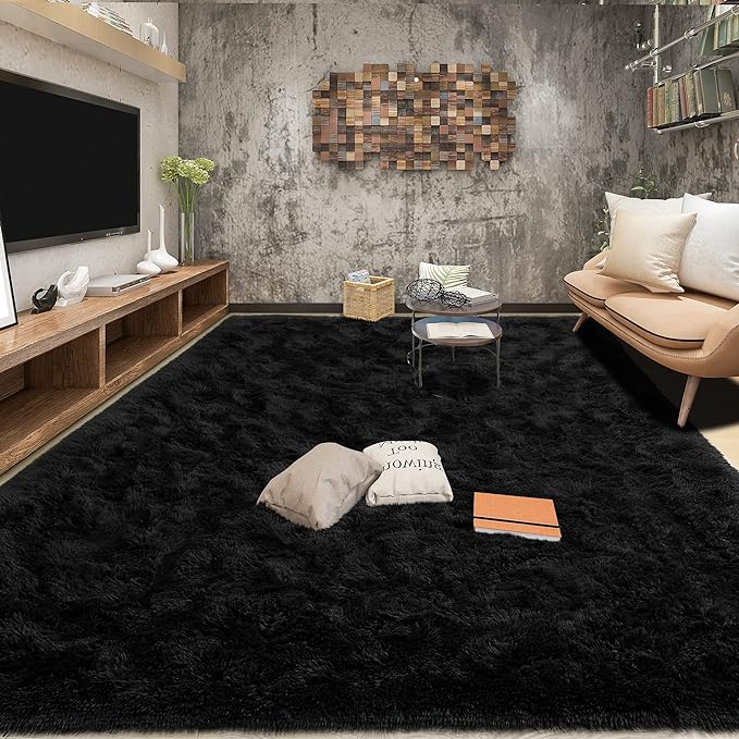 Tepook Area Rugs 10x14 for Living Room, Super Soft Fluffy Rugs for Bedroom, Modern Shaggy Rug Fuzzy Carpets for Kids, Plush Indoor Nursery Home Decor Rug with Non-Slip Bottom, Black by Tepook