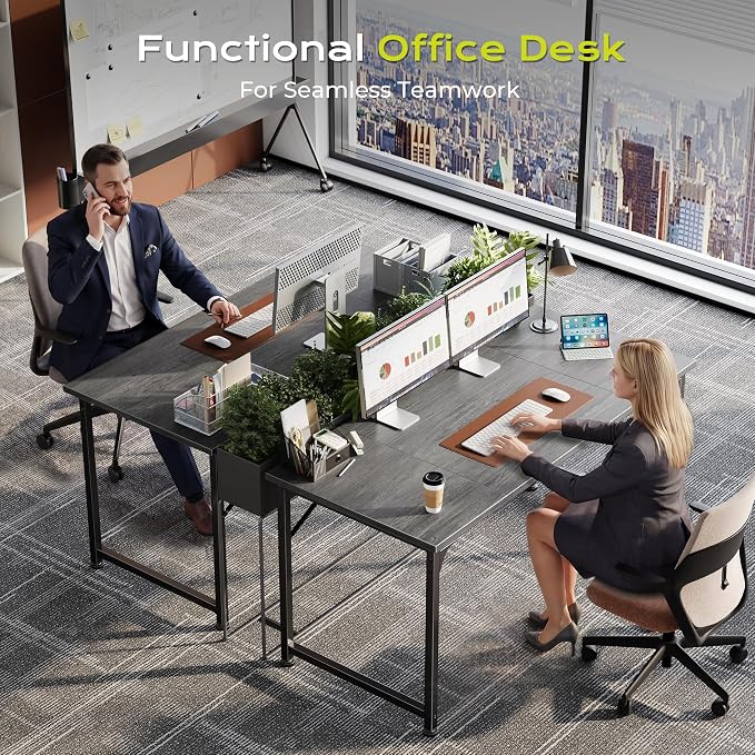 PRAISUN 47 Inch Computer Desk, Home Office Desk with Spacious Desktop, Grey | Modern Gaming Desk for Bedroom, Study, Work, Gaming & Writing, Large Legroom, Sturdy Metal Frame - Image 7