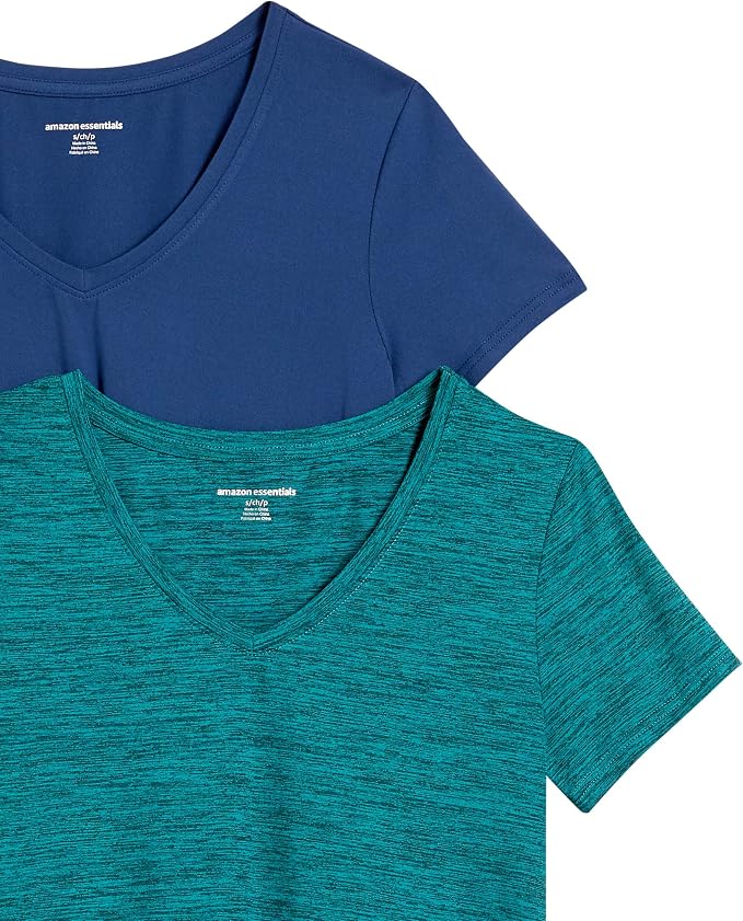 Amazon Essentials Women's Active Quick Dry Tech Stretch Short-Sleeve V-Neck T-Shirt (Available in Plus Size), Pack of 2 - Image 9