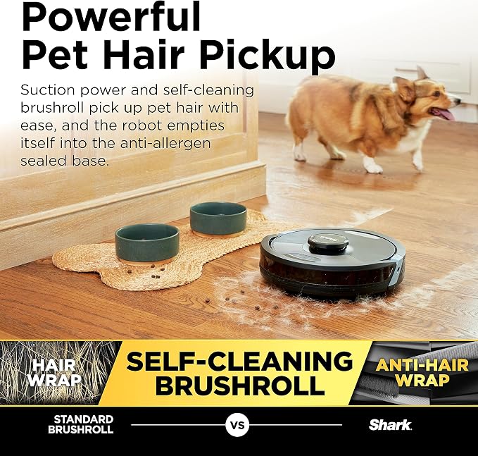 Shark Matrix Plus 2in1 Robot Vacuum & Mop with Sonic Mopping, Matrix Clean, Home Mapping, HEPA Bagless Self Empty Base, CleanEdge, for Pet Hair, Wifi, Black/Silver (RV2610WA) - Image 11