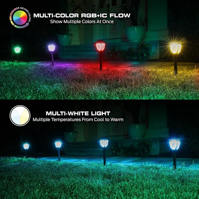 Monster Smart RGB+IC+WW Pathway Lights with 4 Dimmable LED Lights - Sound Reactive Garden Light, Weatherproof IP44 Outdoor Lighting - Compatible with Alexa, Google Assistant, Siri, Monster App - Image 2