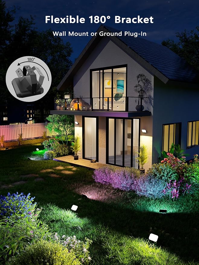 BrizLabs Orange Purple Halloween Outdoor Flood Lights 4 Pack Color Changing | App/Voice Controlled; RGBCW; WiFi Smart Landscape Lighting; LED Floodlights for Fall Autumn Xmas Garden Yard Lawn Pathway - Image 7