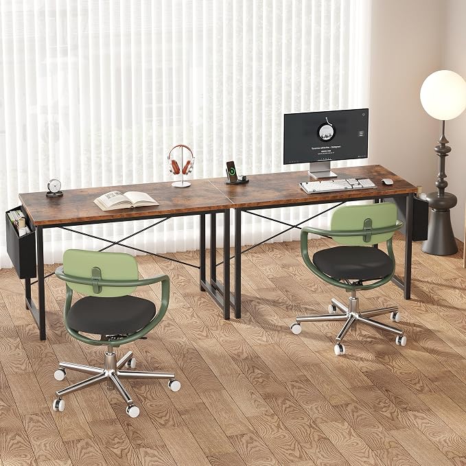 OLIXIS Computer Desk, 47 Inch Gaming Desks for Home Office Small Spaces | Writing Study Craft Work Table, Computer Workstation for Bedroom with Storage Bag, Rustic Brown - Image 7