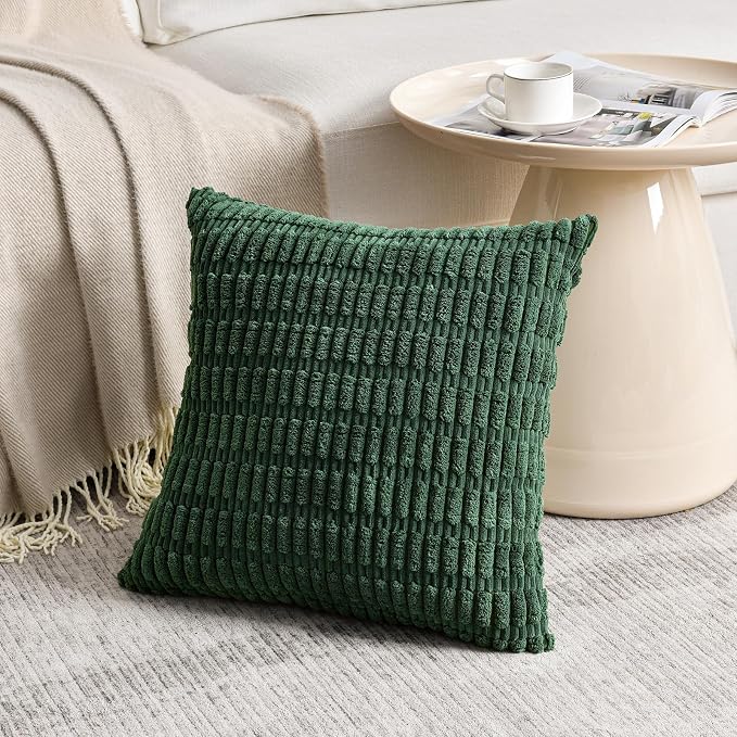 Fancy Homi 4 Packs Decorative Throw Pillow Covers for Living Room Couch Bed, Modern Farmhouse Boho Home Décor Accent Cushion Case, 18" x 18", Forest Green - Image 2