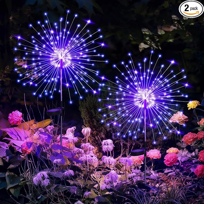 GIGALUMI Garden Outdoor Decor Lights 120LED 2Pack, Solar Garden Lights for Yard Outside Fairy Decorative,Solar Powered for Yard Pathway Flowerbed Planter Balcony Patio Decor（Purple） by GIGALUMI
