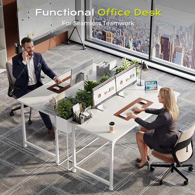 PRAISUN 47 Inch Computer Desk, Home Office Desk with Spacious Desktop, White - Image 7