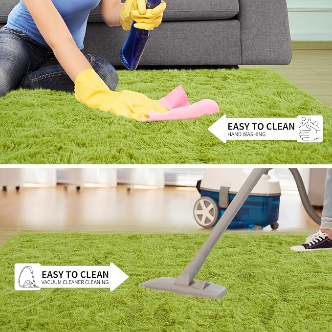 Tepook Fluffy Grass Green Rugs for Living Room Bedroom, 6x9 Soft Area Rug Moss Green Kids Girls Boys Rug, Indoor Plush Shaggy Non-Slip Carpet for Nursery Classroom Dorm Home Decor - Image 7