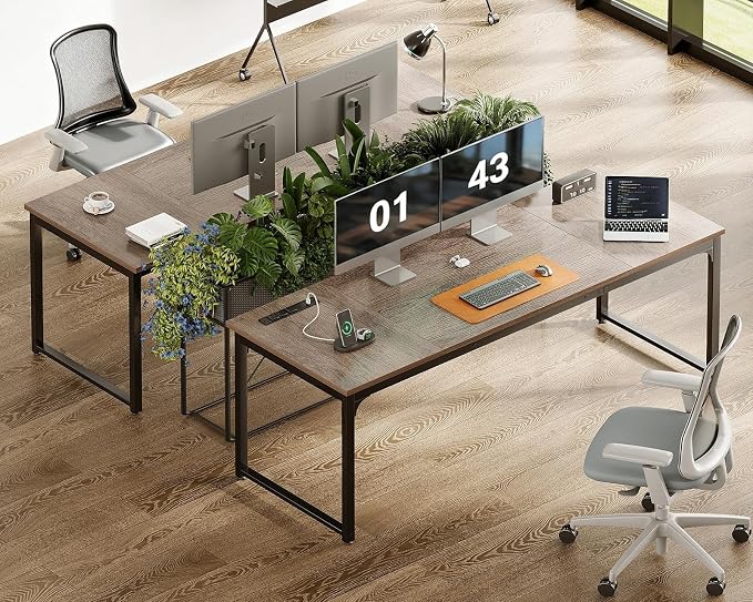 Coleshome 71 Inch Computer Desk with Power Outlet | Extra-long workspace • Fits dual monitors • Stable steel frame • Spacious legroom • Home office & gaming - Image 4
