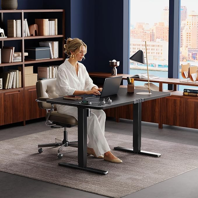 Huuger Electric Standing Desk with Power Outlets and USB-C Port, 47 X 24 Inch Height Adjustable Desk, Sit Stand Desk for Home Office, Computer & Gaming Desk with 4 Presets, Carbon Black - Image 8