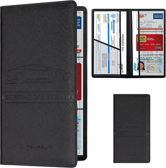 TOURSUIT Car Registration and Insurance Card Holder, Cross Black | Vehicle License Document Organizer, Glove Box Compartment, Interior Car Accessories, For Women Men by TOURSUIT
