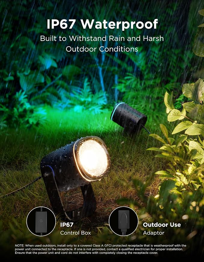 Govee Outdoor Spot Lights 2, IP67 Waterproof Spotlights, RGBWIC, 4 Pack | Landscape Lights Work with Matter, Alexa, and Google Assistant, Color Changing Ourdoor Light for Patio, Yard, Garden - Image 3