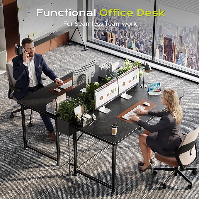 PRAISUN 47 Inch Computer Desk, Home Office Desk with Spacious Desktop, Black - Image 7