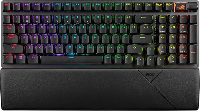 ASUS ROG Strix Scope II 96 Wireless Mechanical Gaming Keyboard – 96% Full-Size, Tri-Mode Connectivity, Hot Swappable Pre-lubed ROG NX Storm Clicky Switches, PBT Keycaps, RGB, PC/Mac Support - Black by Unknown