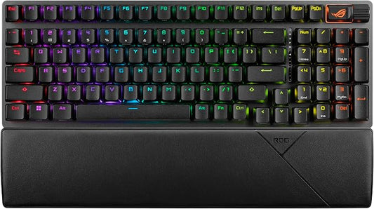 ASUS ROG Strix Scope II 96 Wireless Mechanical Gaming Keyboard – 96% Full-Size, Tri-Mode Connectivity, Hot Swappable Pre-lubed ROG NX Storm Clicky Switches, PBT Keycaps, RGB, PC/Mac Support - Black by Unknown