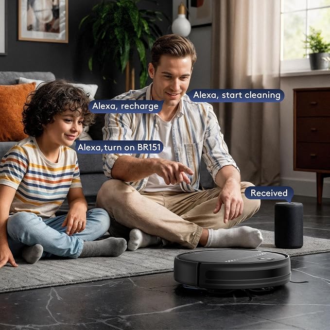 Robot Vacuum and Mop for Pet Hair, 2-in-1 Robot Vacuum Cleaner for Hard Floors&Carpets with 2.87'' Slim Design, Wi-Fi/App/Voice Control, 3D Obstacle Avoidance & Self-Charging - Image 7