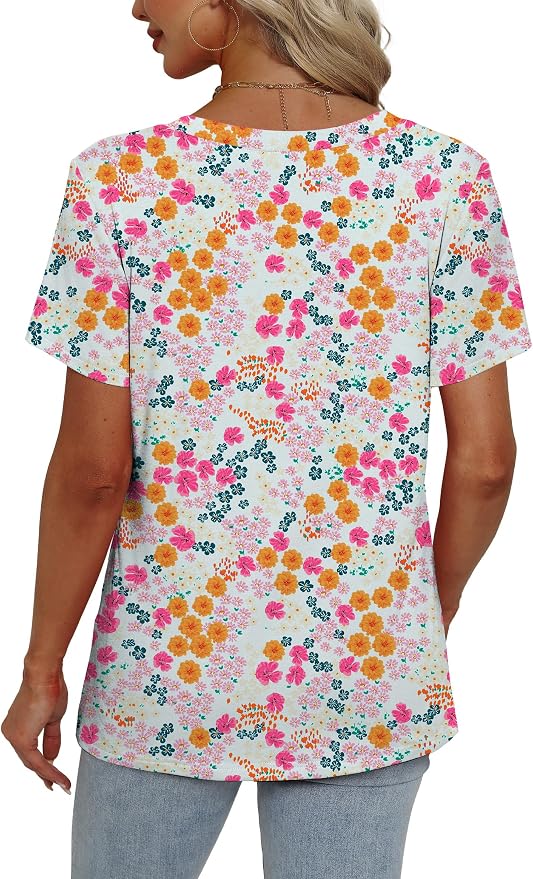 Alaroo Womens Summer Tops 2026 V Neck Short Sleeve Shirts Trendy Dressy Casual Vacation Outfits Printed - Image 5