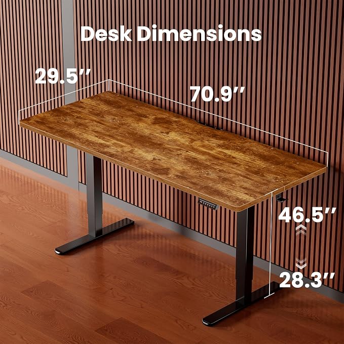 ErGear Height Adjustable Electric Standing Desk, 71 x 30 Inches Sit Stand up Desk, Memory Computer Home Office Desk, Vintage Brown - Image 3