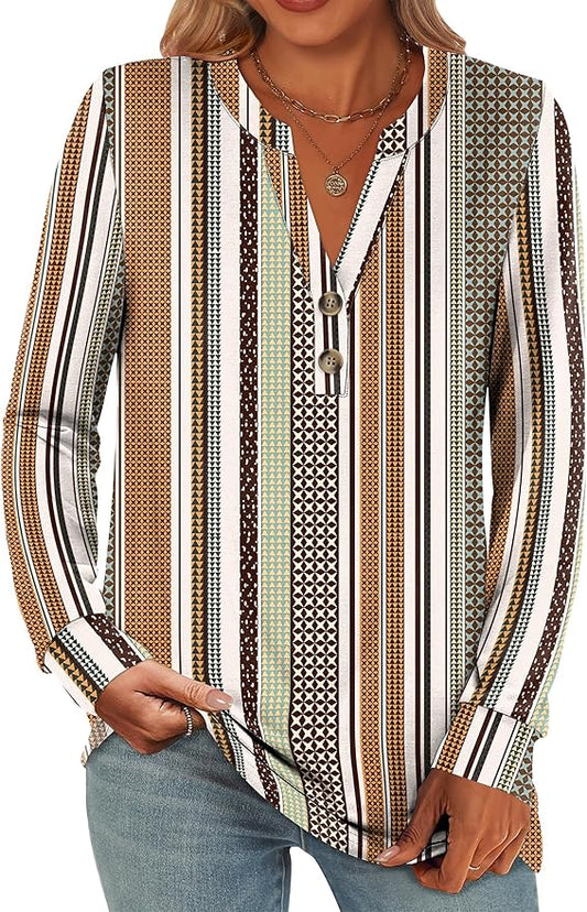 ANRABESS Women's Long Sleeve Shirts 2026 Spring Fashion Dressy Casual Tops Trendy Henley Blouses Cute Work Outfits Clothes by ANRABESS
