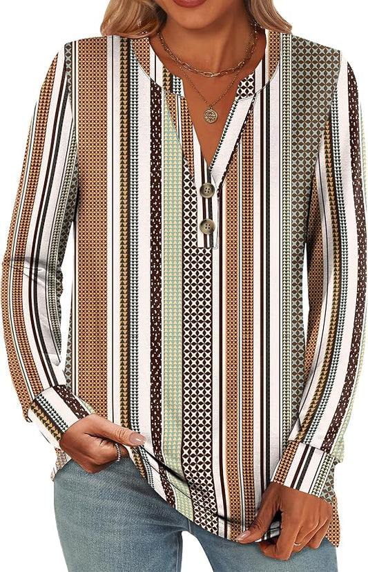 ANRABESS Women's Long Sleeve Shirts 2026 Spring Fashion Dressy Casual Tops Trendy Henley Blouses Cute Work Outfits Clothes by ANRABESS