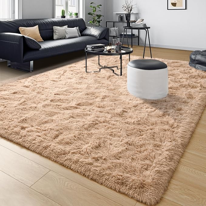 Tepook Super Soft Fluffy Rugs for Living Room, Area Rugs 8x10 for Bedroom, Modern Shaggy Rug Fuzzy Carpets for Kids, Plush Indoor Nursery Home Decor Rug with Non-Slip Bottom, Beige - Image 8