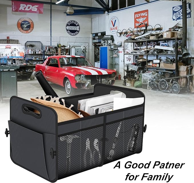 Femuar Car Trunk Organizer with 72L Large Capacity Waterproof Collapsible and 11 Pockets, Trunk Organizer for Car SUV/Jeep/Sedan, Large Size, Grey - Image 7