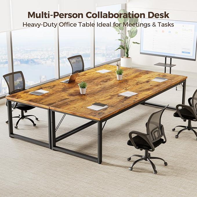 Mericonia 63x28 Inch Computer Desk, 1" Thick Large Office Table, Brown | Modern Simple Style, Heavy Duty Industrial Frame, Large Study & Writing Table for Home Bedroom Work - Image 3