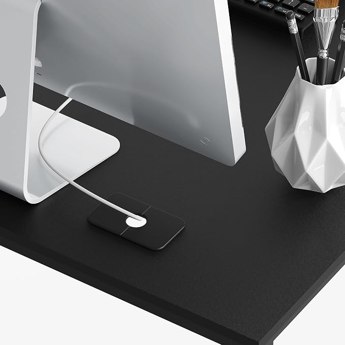 SHW Mission 55 x 60 L-Shape Home Office Computer Desk, Black | Reversible Desktop Design - Image 7