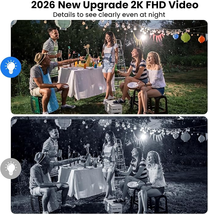 2026 Upgraded 2K Security Cameras Wireless Outdoor (2 Pack), Free Cloud Storage, Long Battery Life, AI Motion Detection, Spotlight & Siren, Waterproof, WiFi Surveillance Outdoor Camera with 2-Way Talk - Image 2