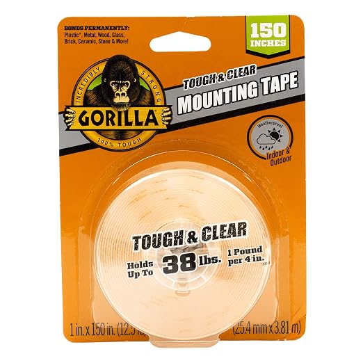 Gorilla Tough & Clear Double Sided Mounting Tape, Clear Tape, 1" x 150" - Weatherproof for Indoor or Outdoor | (Pack of 12) - Image 2