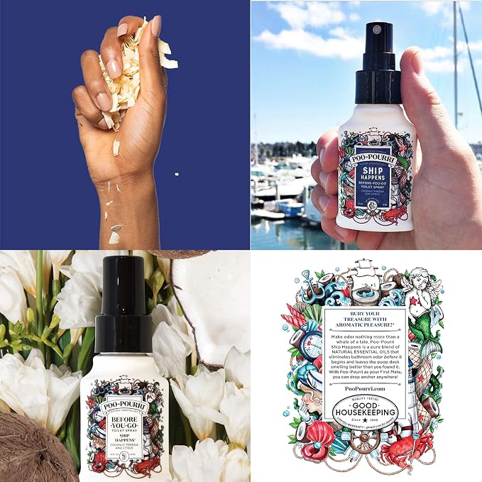 Poo-Pourri Set - Includes Tropical Hibiscus, Lavender, Hollyday Spice and Ship Happens 1.4 Ounce Bottles - Image 4