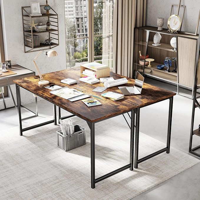 OLIXIS 63 Inch Computer Office Desk for Small Spaces, Writing Gaming Work Desk Modern Study Table with Storage Bag & Headphone Hook Home Bedroom, Rustic Brown | Computer Writing Workstation, Strong Metal Frame, Small Spaces Home Bedroom Dorm, Rustic Brown - Image 4