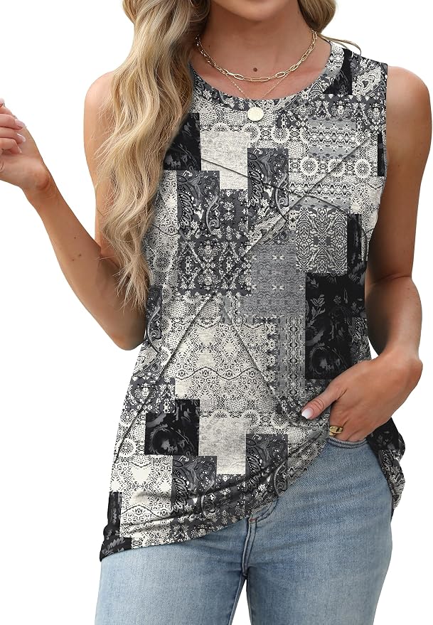WIHOLL Women's Sleeveless Summer Crewneck Loose Fit Tank Tops - Image 3