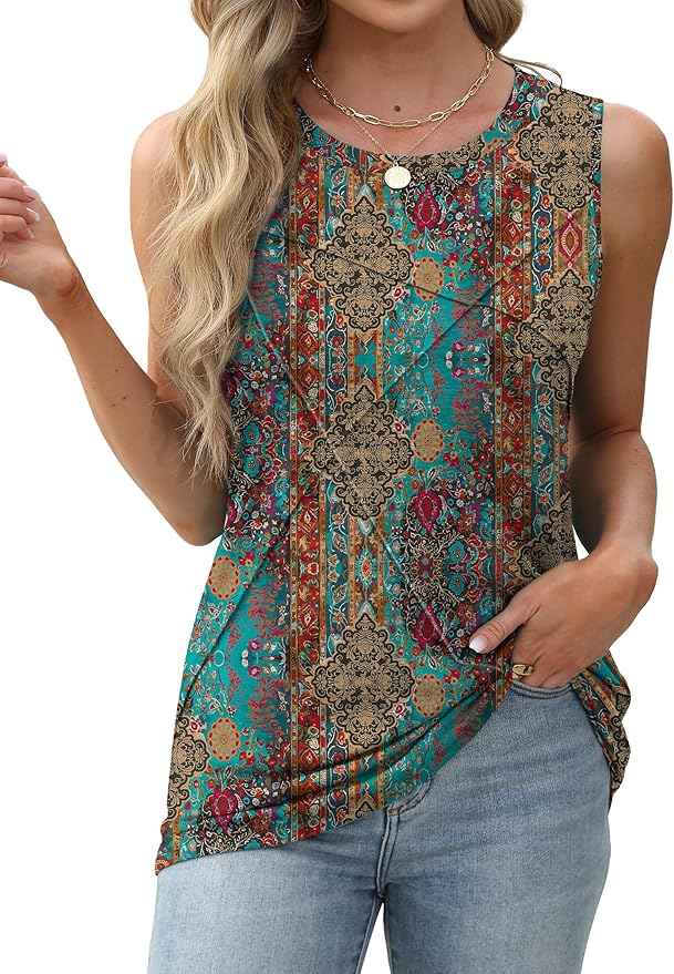 WIHOLL Women's Sleeveless Summer Crewneck Loose Fit Tank Tops - Image 2