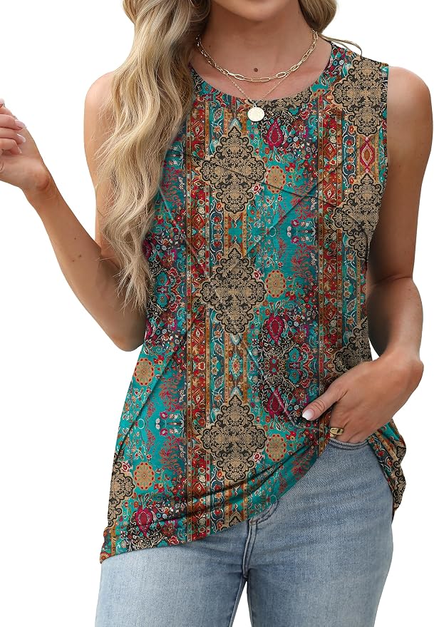 WIHOLL Women's Sleeveless Summer Crewneck Loose Fit Tank Tops - Image 2