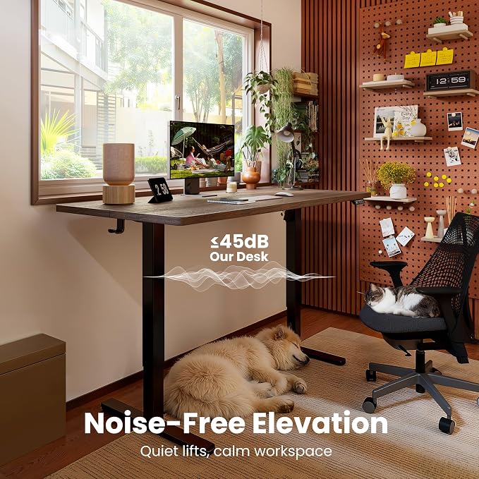 ErGear Height Adjustable Electric Standing Desk, 44 x 24 Inches Sit Stand up Desk, Memory Computer Home Office Desk, Dark Walnut - Image 9