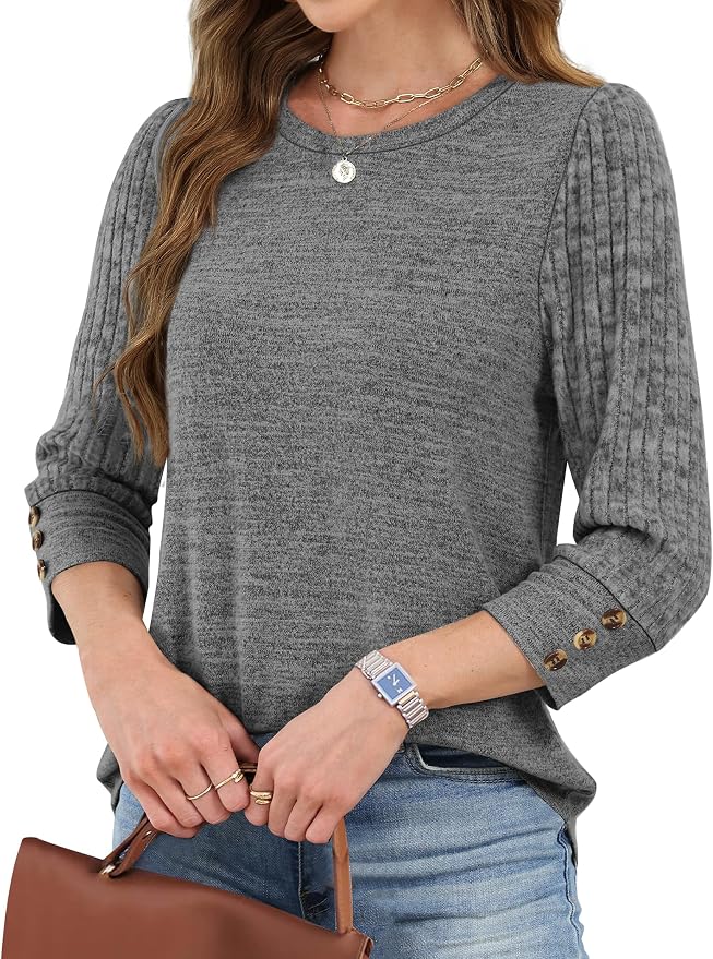 WIHOLL 3/4 Length Sleeve Womens Tops Sweaters Shirts Lightweight Spring Outfits 2026 Winter Clothing S-2XL - Image 3